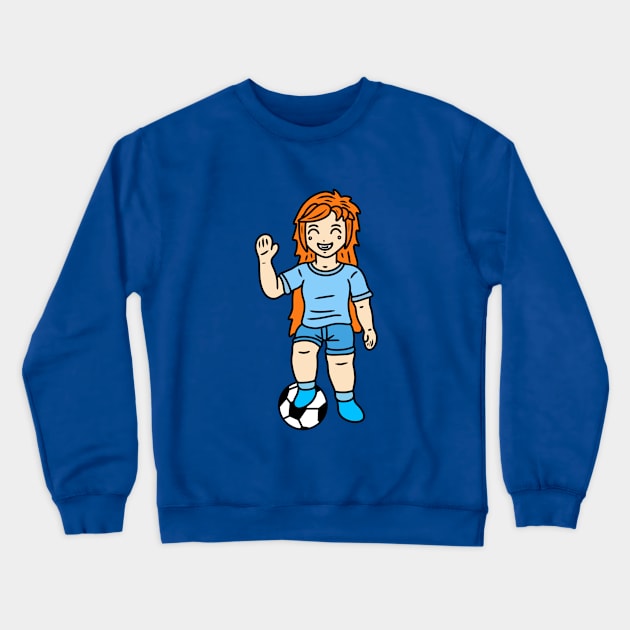 Cartoon football player girl Crewneck Sweatshirt by Andrew Hau